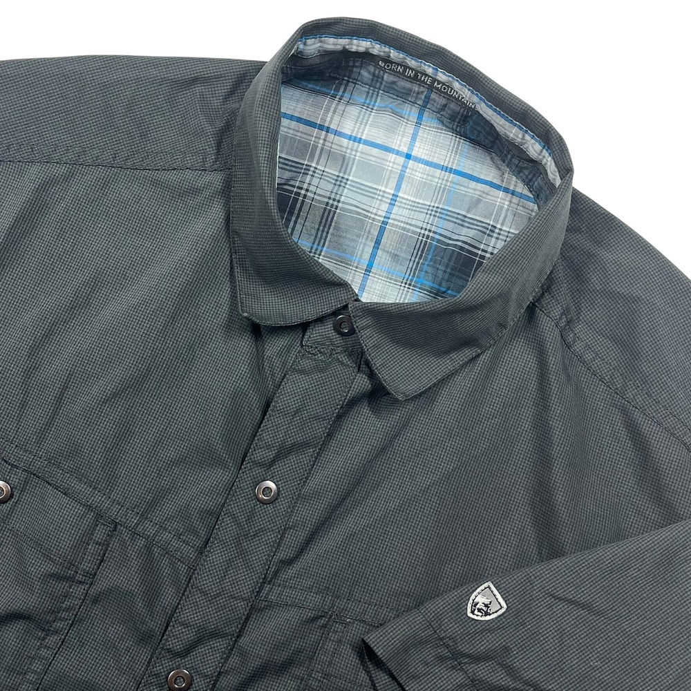 Kuhl Button Down Shirt Mens Large Grey Short Sleeve Technical Hiking 7275